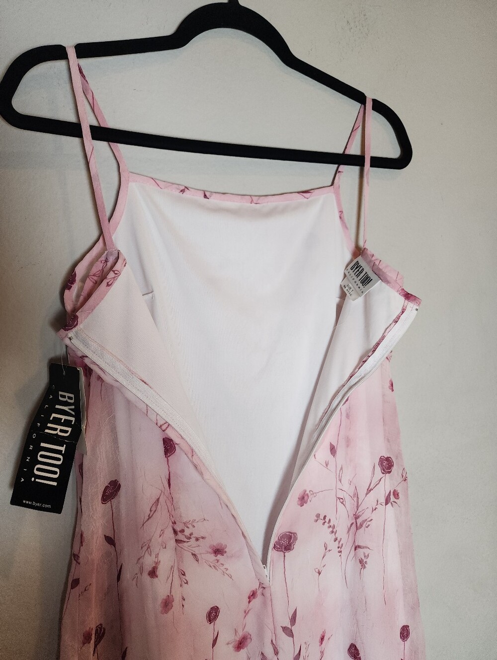 NWT Vtg 90s Y2K Byer Too! California Mini Dress Pink Purple Floral Size 7 - Picture 14 of 15